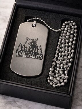 Minnesota Timberwolves Black Stainless Steel Dog Tag Necklace